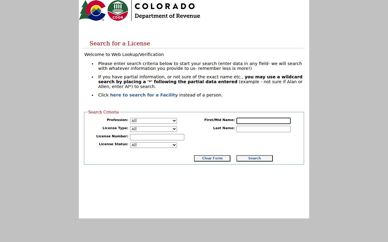 Jefferson County residents directory Colorado DORA license verification