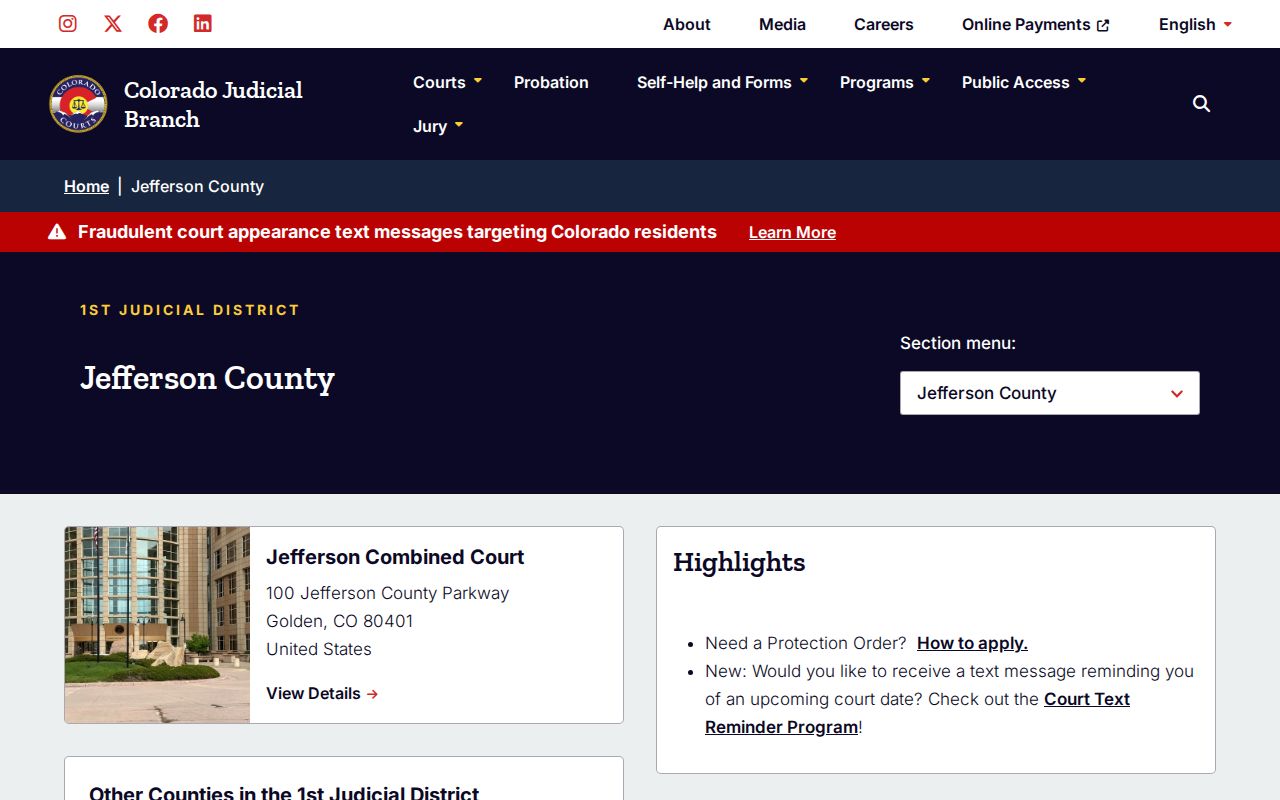 Jefferson County residents directory Jefferson Combined Court information