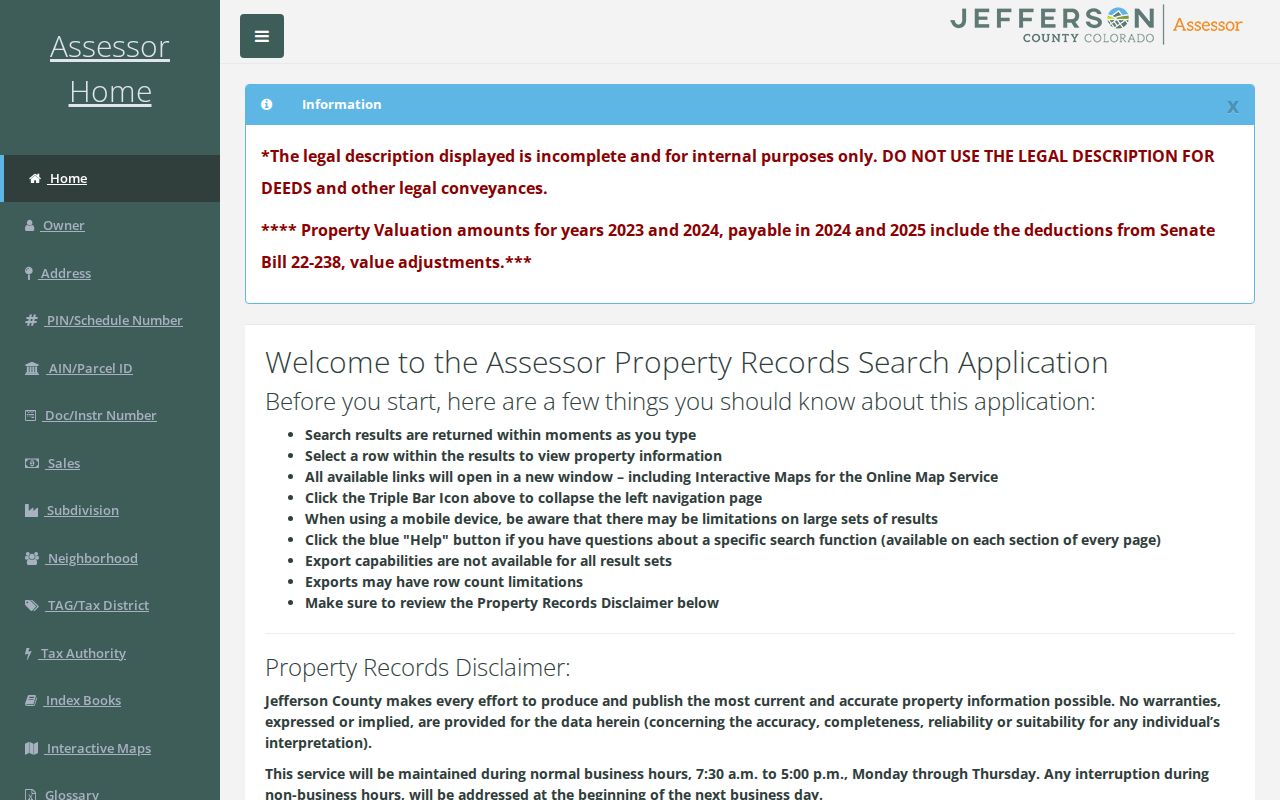 Jefferson County residents directory Assessor property search dashboard